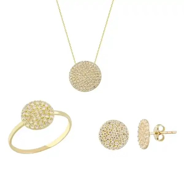 Yuvarlak Taşlı 3'lü Set