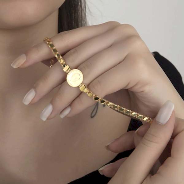 Ata Çeyrekli Altın Bileklik (Pullu Zincir)