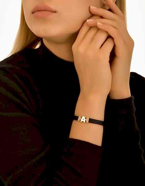 Harfli Kauçuk Bileklik - 14 Ayar Altın