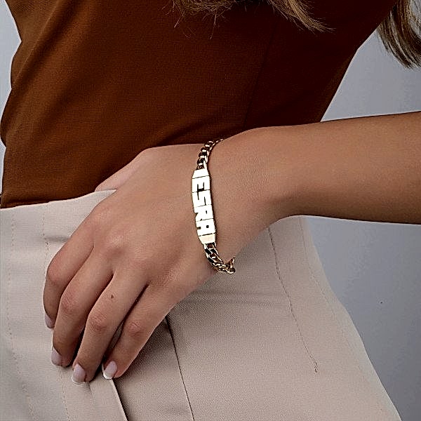 Kişiye Özel İsimli Bileklik  (Gurmet)- 14 ayar Altın