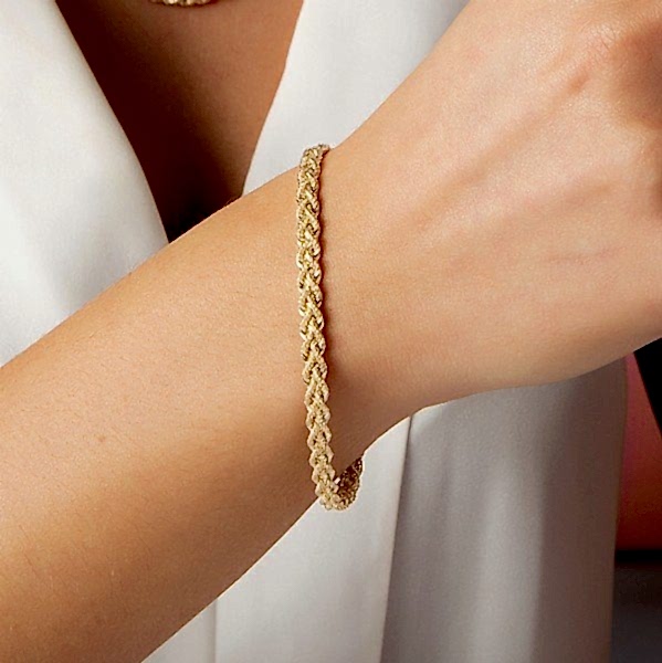 Ters Örgü Halat Bileklik - 14 Ayar Altın