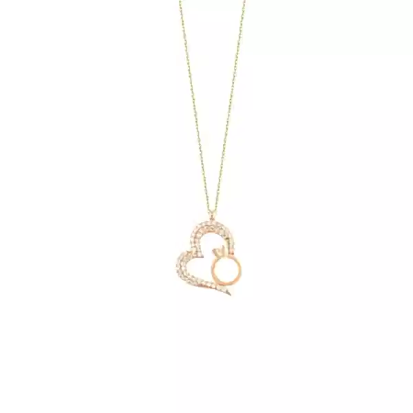 Kalp Kolye Tek  Taşlı