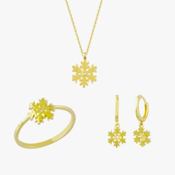 Kar Tanesi Taşlı 3'lü Set