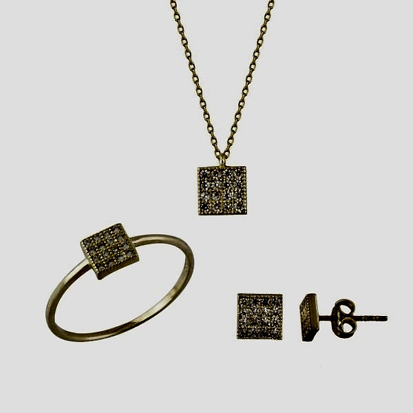 Kare Taşlı 3'lü Set